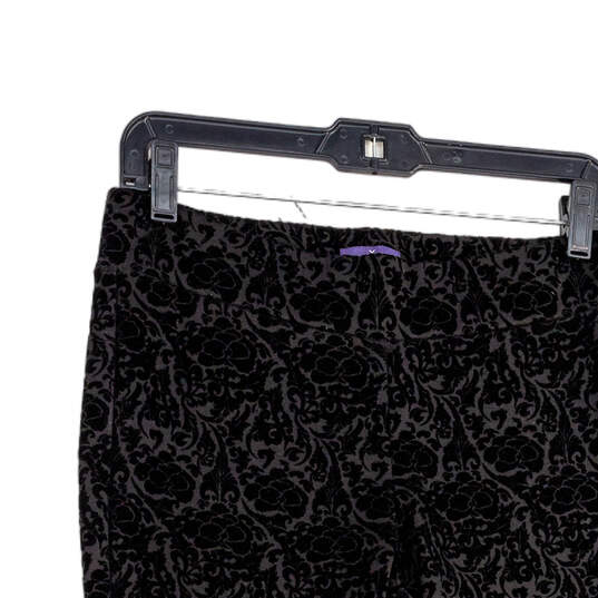 NWT Womens Black Paisley Velvet Elastic Waist Pull-On Ankle Pants Size 4P image number 3