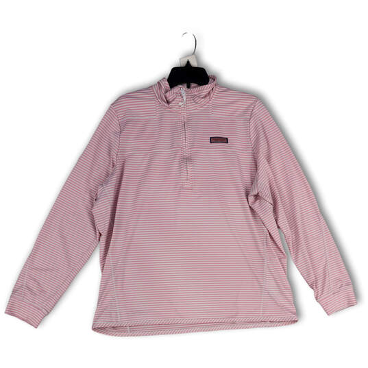 Womens Pink White Striped 1/2 Zip Long Sleeve Pullover Shep Shirt Size XXL image number 1