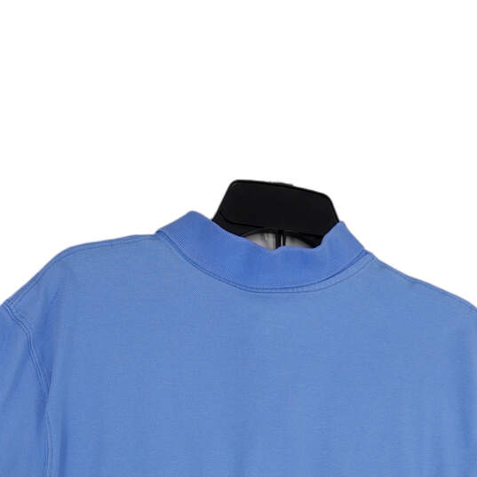 Mens Blue Short Sleeve Collared Regular Fit Golf Pullover Polo Shirt Size L image number 4