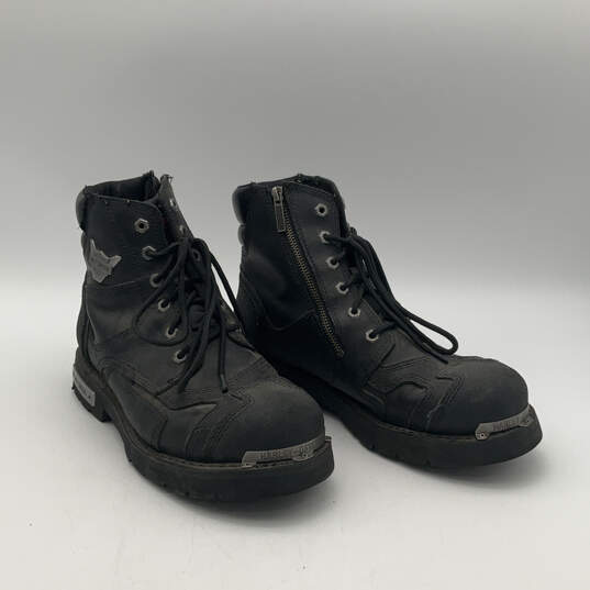 Mens Stealth 91642 Black Leather Round Toe Lace-Up Biker Boots Size 11.5 image number 1