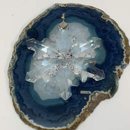 Designer Swarovski Silver-Tone Snowflake Ornament Crystal Cut Chain Pendant
