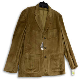 NWT Mens Brown Long Sleeve Notch Lapel Pockets Three Button Blazer Size L