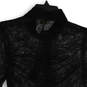 NWT Womens Black Lace Collared Long Sleeve Button Front Blouse Top Size 10 image number 4