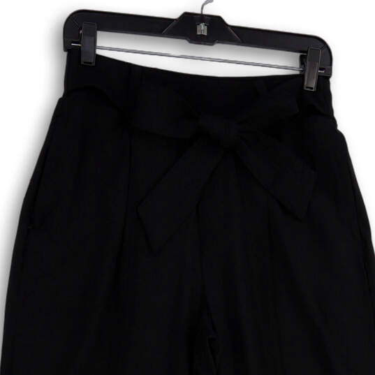 Womens Black Pleated Tie Front Zipper Pocket Cuffed Jogger Pants Size 8/P image number 3