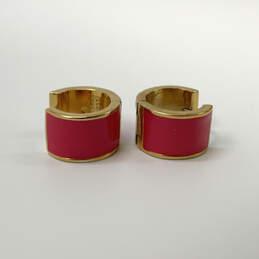 Designer Kate Spade Gold-Tone Pink Enamel Pierced Huggie Hoop Earrings alternative image