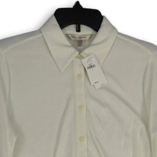 NWT Womens White Spread Collar Long Sleeve Button-Up Shirt Size Small image number 3