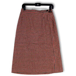 Womens Multicolor Check Wool Side Zip Midi Straight & Pencil Skirt Size 12