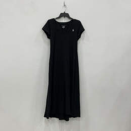 Womens Black Short Sleeve Crew Neck Pullover Long T-Shirt Dress Size XL alternative image