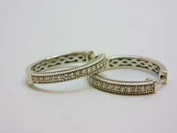 LeVian 14K White Gold 0.45 CTTW Diamond Hinged Hoop Earrings 6.2g