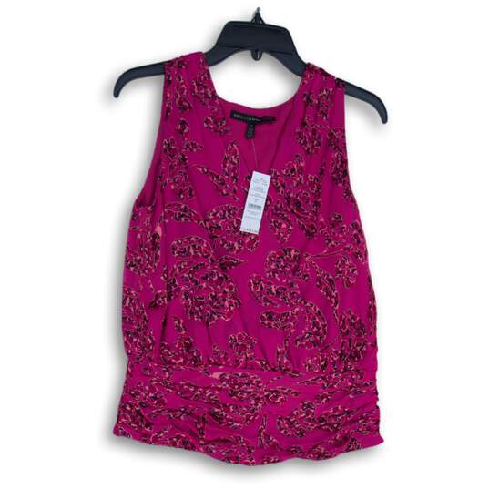 NWT White House Black Market Womens Pink Floral Sleeveless Blouse Top Size S image number 1