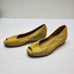 Keen Cortana Women's Yellow Canvas Peep Toe Wedge Shoes Size 7