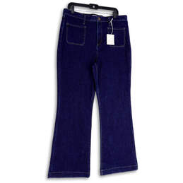 NWT Womens Blue Denim Dark Wash Pockets Regular-Fit Bootcut Jeans Size 18