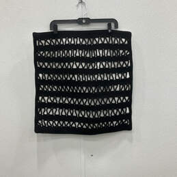 NWT Black White Crochet Hidden Zip Square Pillow Case Cover