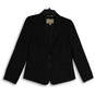 Womens Black Notch Lapel Single Breasted Two Button Blazer Size 10 Petite image number 1