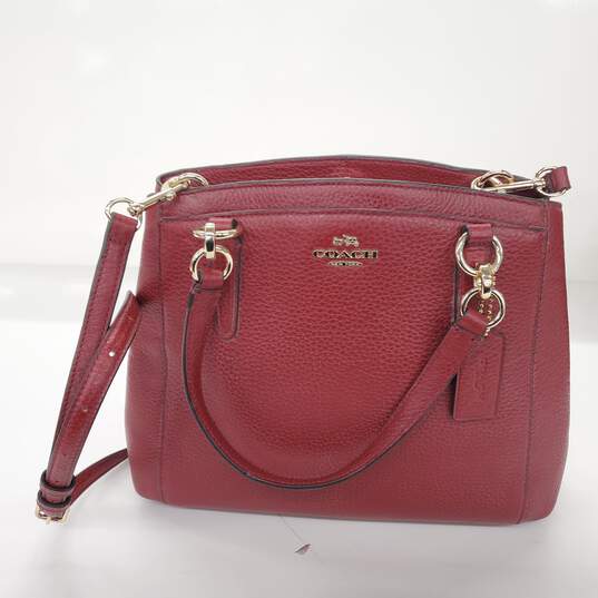 Coach Mini Christie Carryall Brick Red Pebble Leather Shoulder Bag image number 1