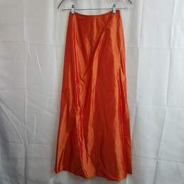 Jessica McClintock Gunne Sax Long Orange Satin Skirt Size 3 alternative image