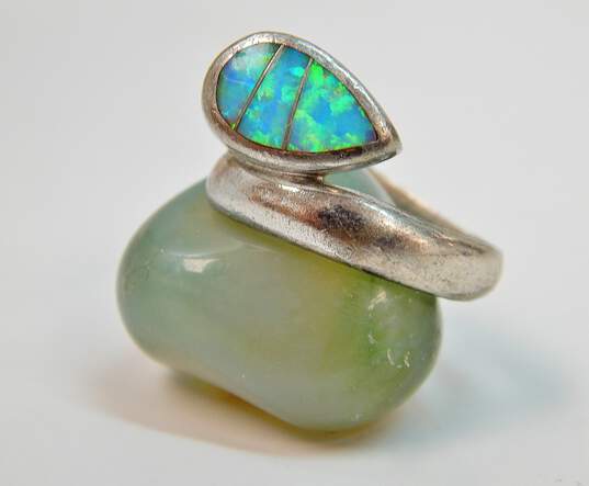 925 Opal Artisan Jewelry Lot 24.8g image number 2