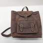 Sergios Collection Brown Leather Drawstring Backpack image number 1