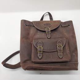 Sergios Collection Brown Leather Drawstring Backpack