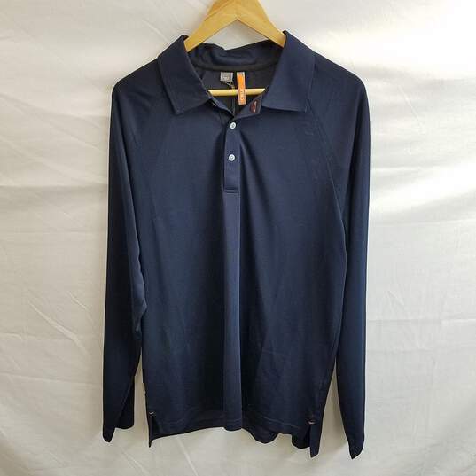 CBUK Men's Navy Drytec Long Sleeve Stadium Polo Shirt Size XL image number 1