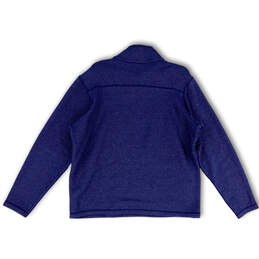 Mens Blue Mock Neck Long Sleeve Quarter Zip Stretch Pullover Jacket Size L alternative image