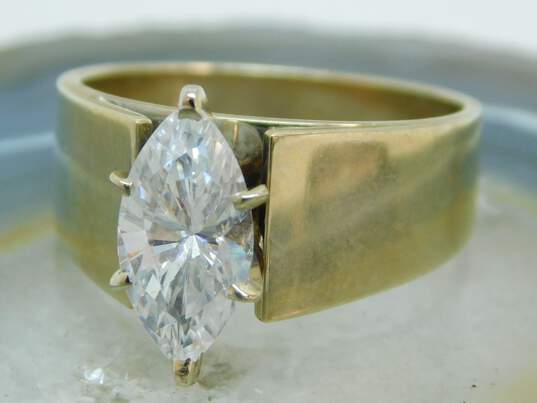 18K Yellow Gold Marquise Cut Cubic Zirconia Ring 8.8g image number 2