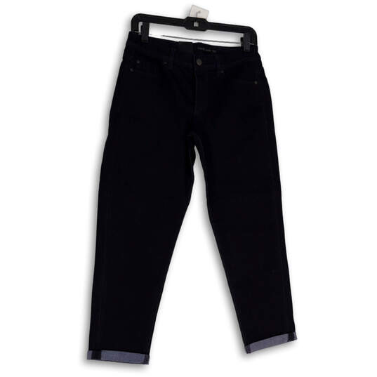 NWT Womens Blue Denim Dark Wash Pockets Cuffed Skinny Jeans Size 28/6 image number 1