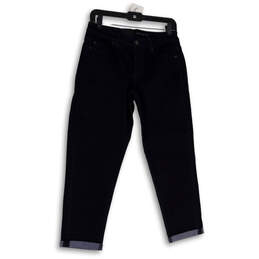 NWT Womens Blue Denim Dark Wash Pockets Cuffed Skinny Jeans Size 28/6
