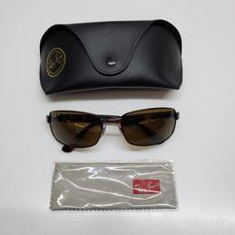 RAY-BAN RB3478 POLARIZED SQUARE WRAPPED TORTOISE SUNGLASSES 60x17