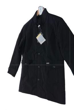 NWT Mens Black Collared Long Sleeve Pockets Trench Coat Size Small