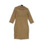 Womens Brown Long Sleeve Collared Full Zip Sweater Dress Size 2 image number 2
