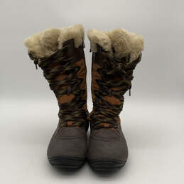 Womens Winterbelle Peak J68108 Brown Green Leather Pull On Snow Boots Sz 7