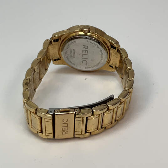 Designer Relic ZR15668 Gold-Tone Rhinestones Chronograph Analog Wristwatch image number 4