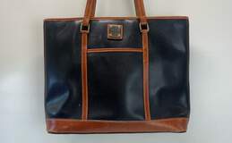 Dooney & Bourke Black Brown Leather Shoulder Shopper Tote Bag