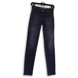 Womens Blue Denim Slim Fit Medium Wash Pockets Skinny Leg Jeans Size 4