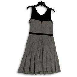 NWT Womens Black Gray Sleeveless Round Neck Back Zip A-Line Dress Size 10 alternative image