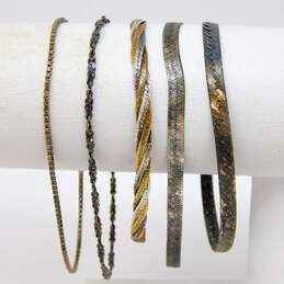 Artisan 925 & Vermeil Twisted Serpentine Box & Herringbone Chain Bracelets alternative image