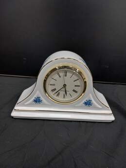 Seth Thomas Ceramic Ashleigh 283 White Floral Mantle Clock