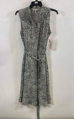 NWT Nanette Lepore Womens Black White Animal Print Fit And Flare Dress Size 6