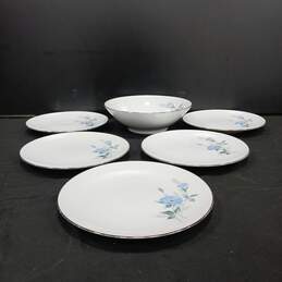 Set of 6 Noritake Sylvia 6603 Floral Salad Plates & Bowl