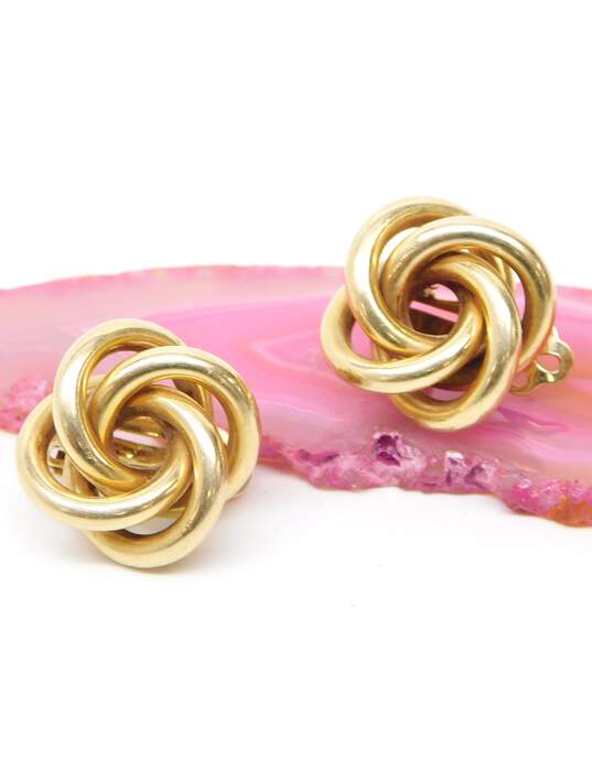 14K Yellow Gold Twisted Circle Clip Earrings 8.7g image number 2