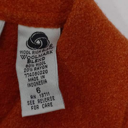 Valerie Stevens Orange Woolmark Blend 3-Button Blazer Size 8 image number 3