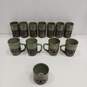 Bundle of 12 Somayaki Double Wall Crackle Green and Brown Ceramic Cups image number 2