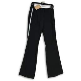 NWT La Ligne Womens Black Slash Pocket Flat Front Flared Leg Dress Pants Size 0