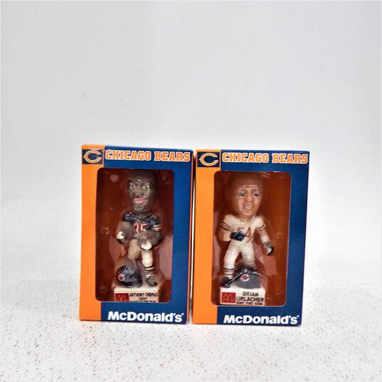 McDonald's Chicago Bears NFL Hand Crafted Hand Painted Bobbleheads IOB Brian Urlacher Anthony Thomas image number 1