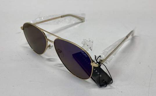 Quay Australia 148 Still Standing Sunglasses Polarized Lens Gold Blue One Size image number 4