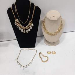 Bundle of Assorted Gold Tone Costume Jewelry