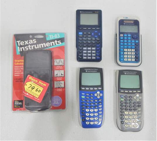 Lot of 5 Texas Instruments Graphing Calculators TI-83 TI-84 Silver image number 1