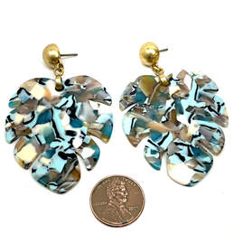 Designer J. Crew Gold-Tone Multicolor Tortoise Leaf Drop Earrings