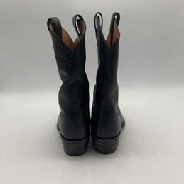 Mens Black Leather Almond Toe Cowboy Pull On Stylish Western Boots Size 8.5 alternative image